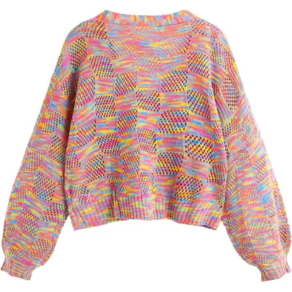 SweatyRocks Women's Long Sleeve Plaid Button Front V Neck Soft Knit Cardigan Sweaters