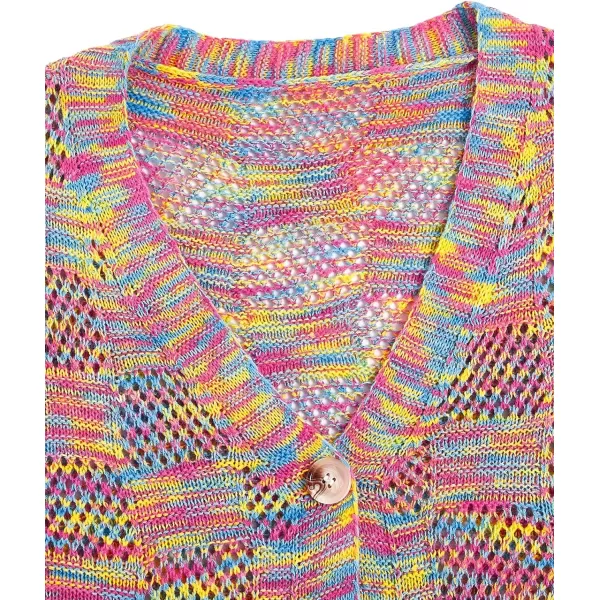 SweatyRocks Women's Long Sleeve Plaid Button Front V Neck Soft Knit Cardigan Sweaters