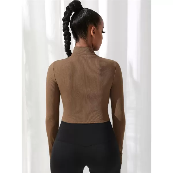 SweatyRocks Women's Long Sleeve Stand Collar Zip Up Crop Top Stretchy Sports Jacket Activewear