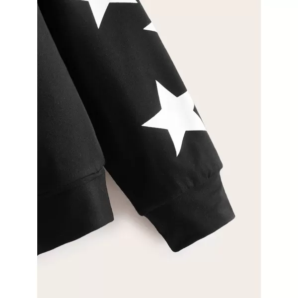SweatyRocks Women's Long Sleeve Sweatshirt Star Graphic Print Pullover Shirt Top