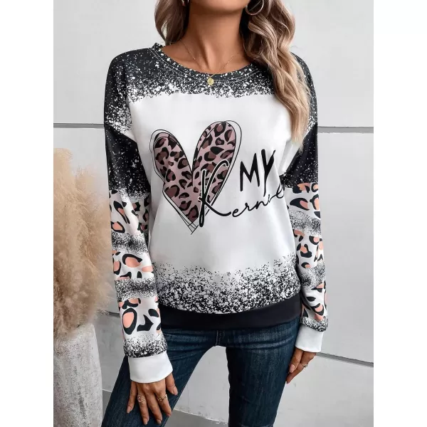 SweatyRocks Women's Long Sleeve Sweatshirt Star Graphic Print Pullover Shirt Top