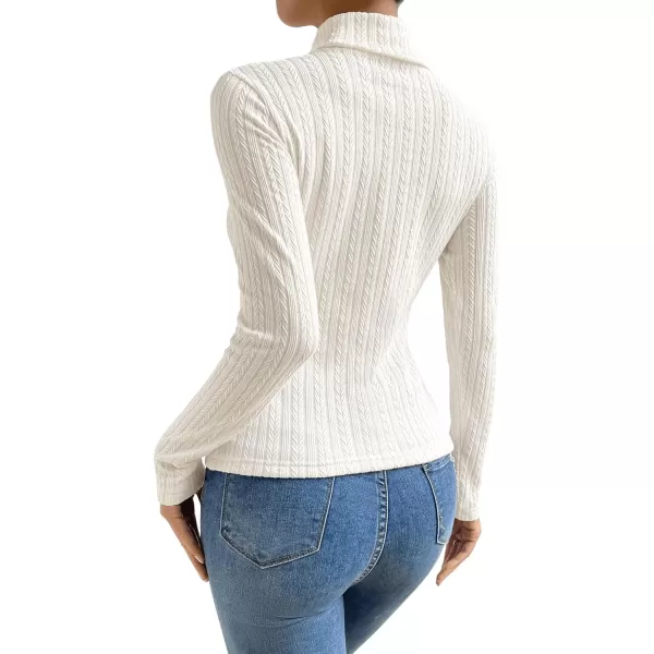 SweatyRocks Women's Long Sleeve Turtle Neck Slim Fit Tops Cable Knit Ribbed Solid Elegant Tee Shirts