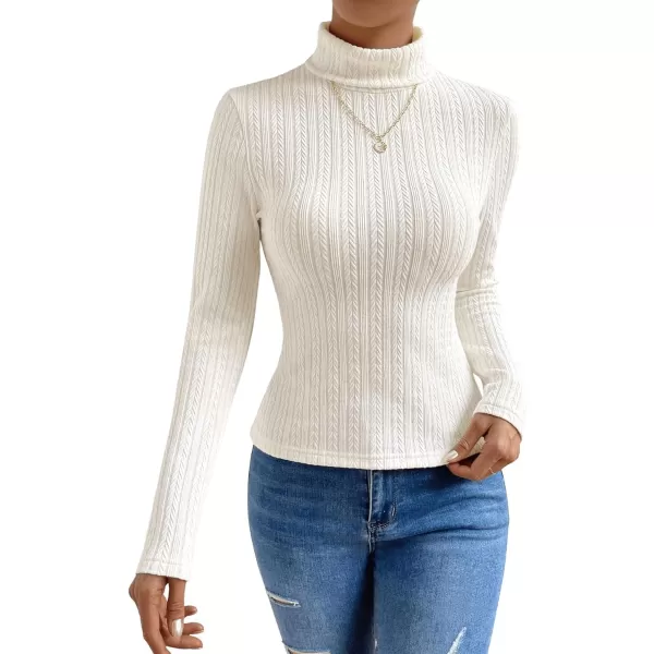 SweatyRocks Women's Long Sleeve Turtle Neck Slim Fit Tops Cable Knit Ribbed Solid Elegant Tee Shirts