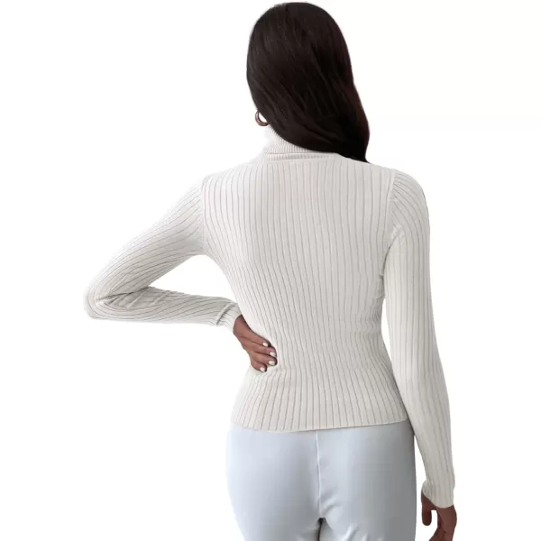SweatyRocks Women's Long Sleeve Turtleneck Ribbed Knit Pullover Sweater Top