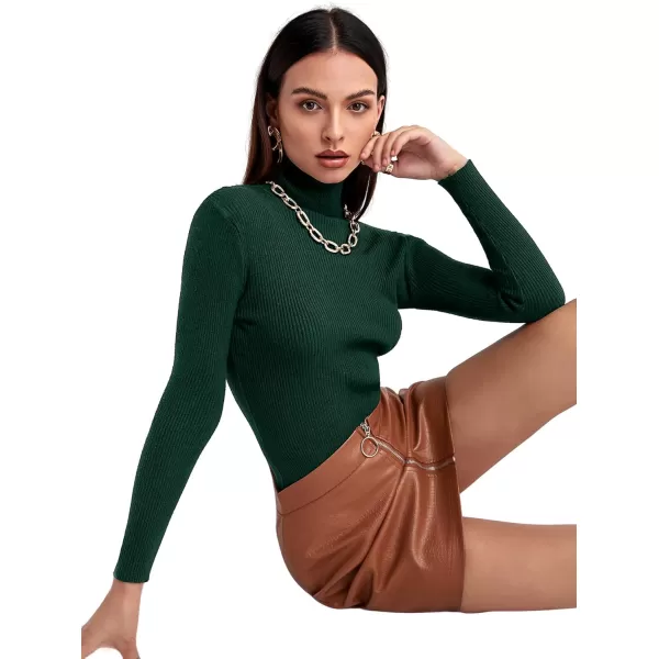 SweatyRocks Women's Long Sleeve Turtleneck Ribbed Knit Pullover Sweater Top