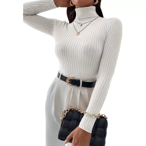 SweatyRocks Women's Long Sleeve Turtleneck Ribbed Knit Pullover Sweater Top