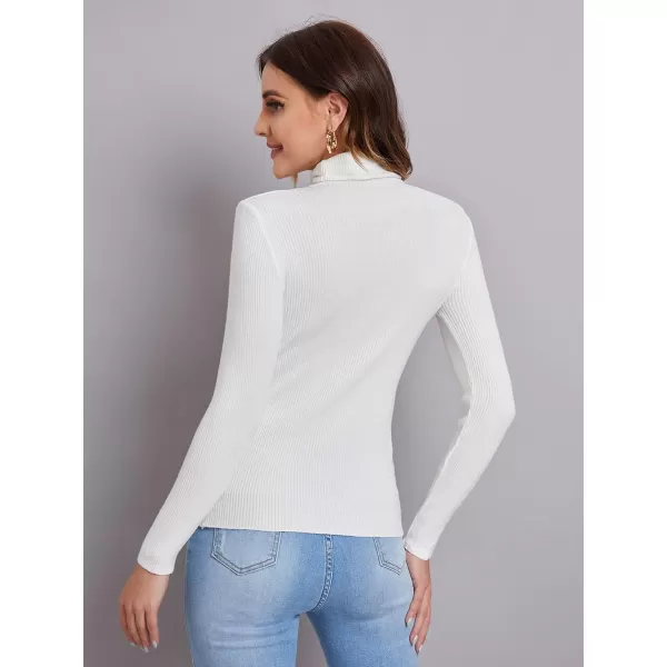 SweatyRocks Women's Long Sleeve Turtleneck Ribbed Knit Pullover Sweater Top