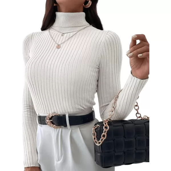 SweatyRocks Women's Long Sleeve Turtleneck Ribbed Knit Pullover Sweater Top