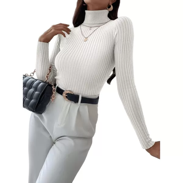 SweatyRocks Women's Long Sleeve Turtleneck Ribbed Knit Pullover Sweater Top
