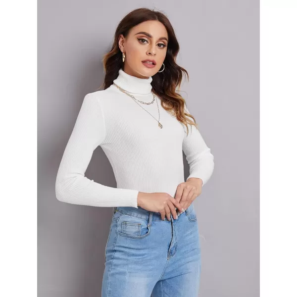 SweatyRocks Women's Long Sleeve Turtleneck Ribbed Knit Pullover Sweater Top