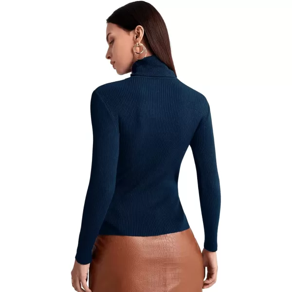 SweatyRocks Women's Long Sleeve Turtleneck Ribbed Knit Pullover Sweater Top