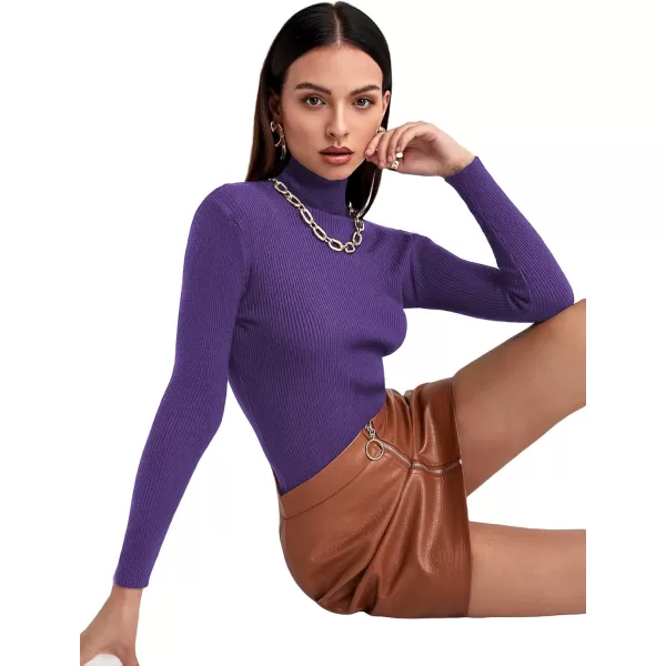 SweatyRocks Women's Long Sleeve Turtleneck Ribbed Knit Pullover Sweater Top
