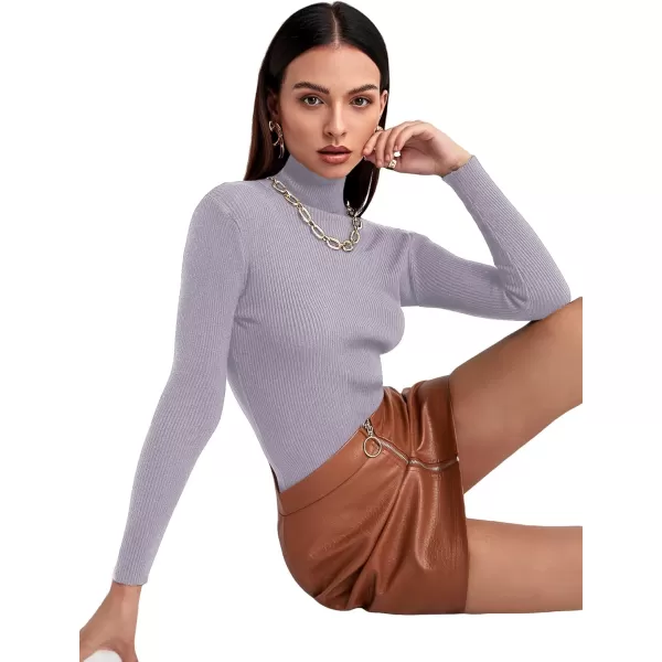 SweatyRocks Women's Long Sleeve Turtleneck Ribbed Knit Pullover Sweater Top