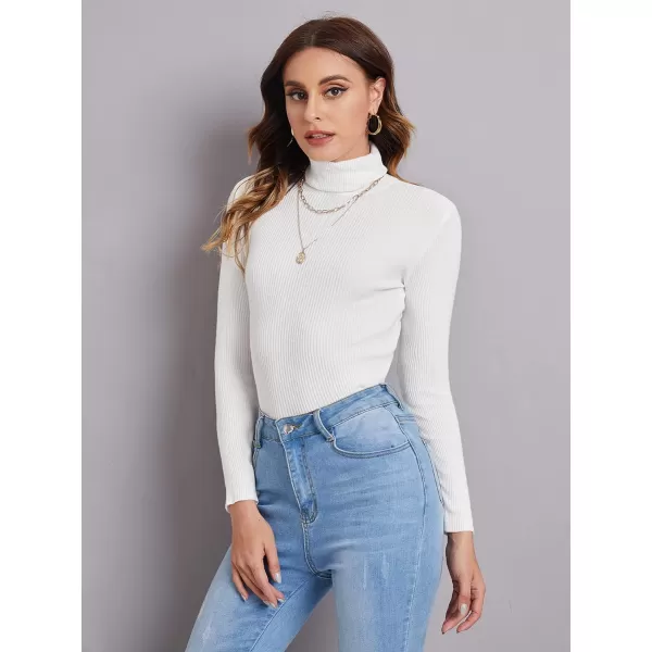 SweatyRocks Women's Long Sleeve Turtleneck Ribbed Knit Pullover Sweater Top