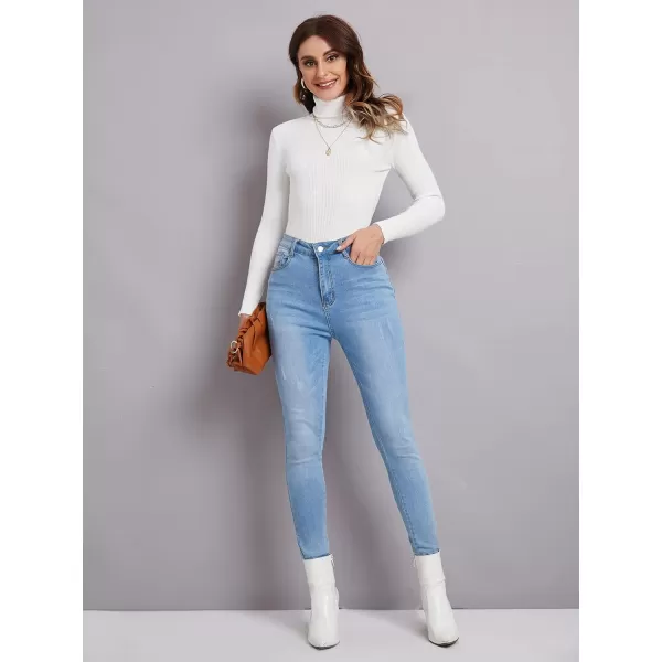 SweatyRocks Women's Long Sleeve Turtleneck Ribbed Knit Pullover Sweater Top