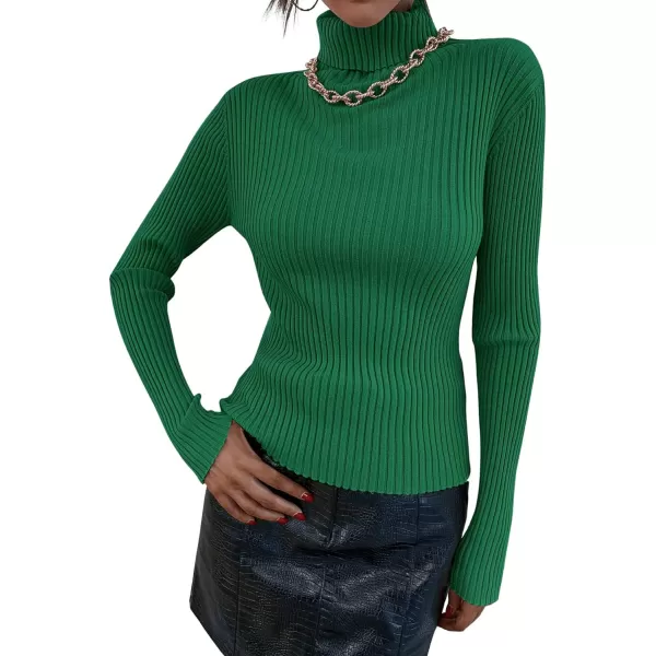 SweatyRocks Women's Long Sleeve Turtleneck Ribbed Knit Pullover Sweater Top