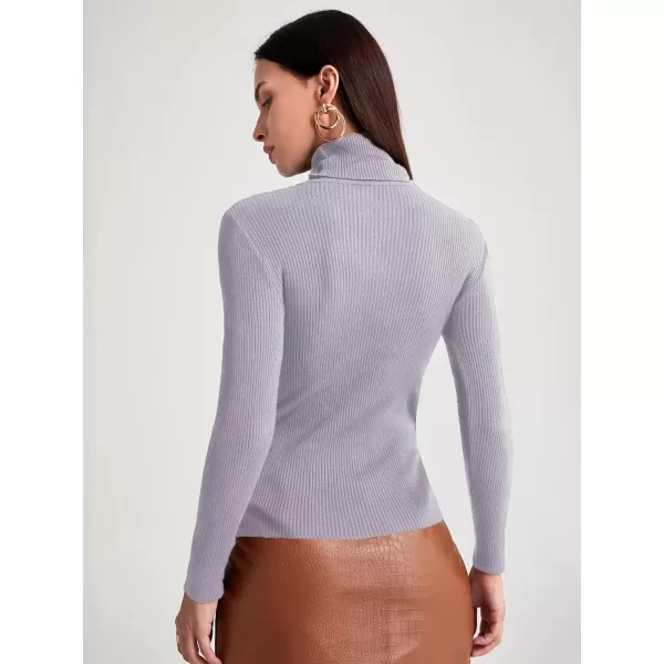 SweatyRocks Women's Long Sleeve Turtleneck Ribbed Knit Pullover Sweater Top