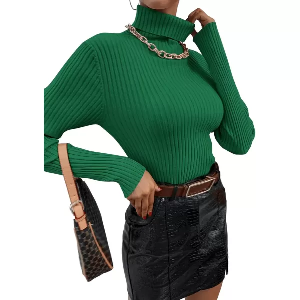 SweatyRocks Women's Long Sleeve Turtleneck Ribbed Knit Pullover Sweater Top