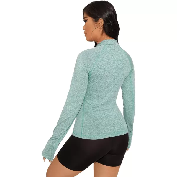 SweatyRocks Women's Long Sleeve Zip Up Workout Sports Jacket Coat Warm Up Jacket with Thumb Holes