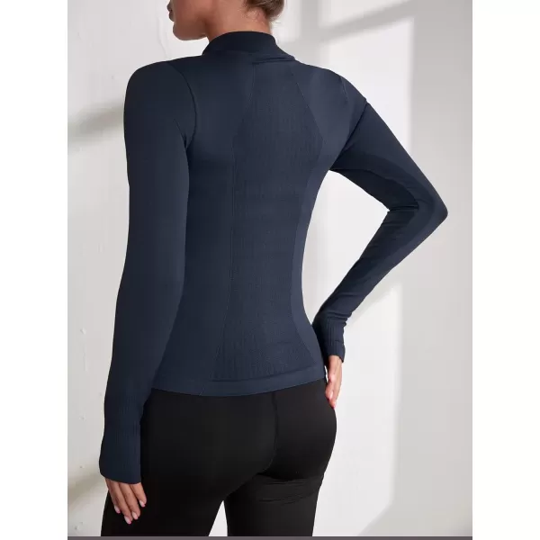 SweatyRocks Women's Long Sleeve Zip Up Workout Sports Jacket Coat Warm Up Jacket with Thumb Holes