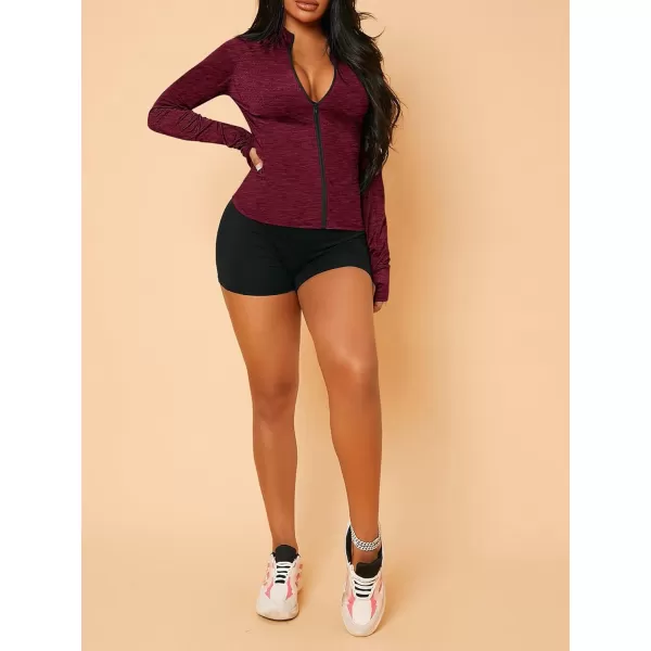 SweatyRocks Women's Long Sleeve Zip Up Workout Sports Jacket Coat Warm Up Jacket with Thumb Holes