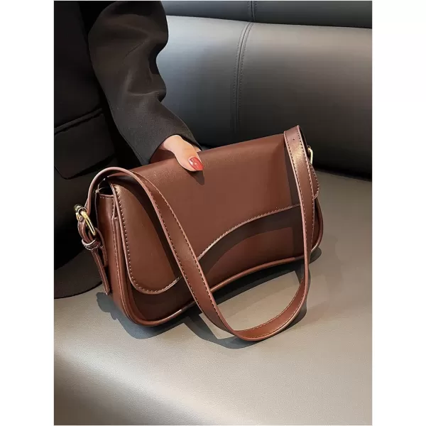 SweatyRocks Women's Medium PU Leather Flap Shoulder Bag Elegant Handbag Clutch Purse