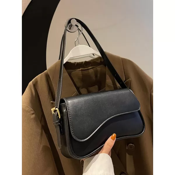 SweatyRocks Women's Medium PU Leather Flap Shoulder Bag Elegant Handbag Clutch Purse