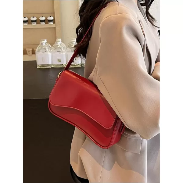 SweatyRocks Women's Medium PU Leather Flap Shoulder Bag Elegant Handbag Clutch Purse