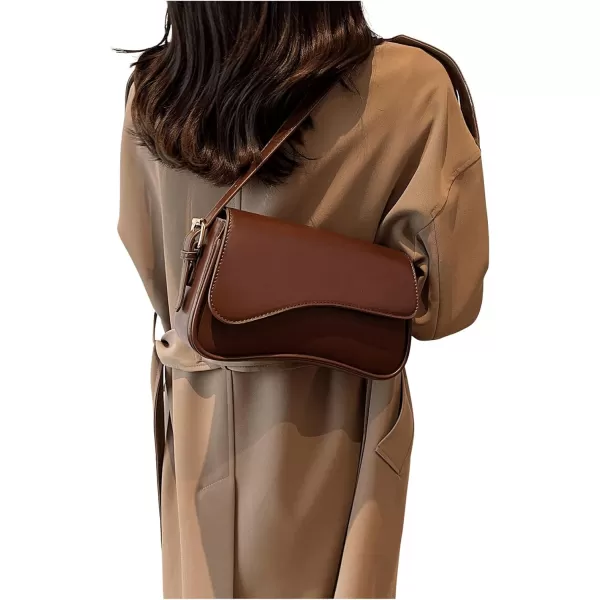 SweatyRocks Women's Medium PU Leather Flap Shoulder Bag Elegant Handbag Clutch Purse