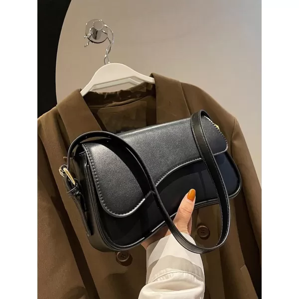 SweatyRocks Women's Medium PU Leather Flap Shoulder Bag Elegant Handbag Clutch Purse