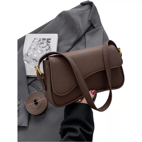 SweatyRocks Women's Medium PU Leather Flap Shoulder Bag Elegant Handbag Clutch Purse