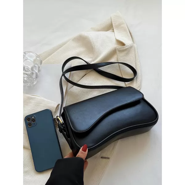 SweatyRocks Women's Medium PU Leather Flap Shoulder Bag Elegant Handbag Clutch Purse