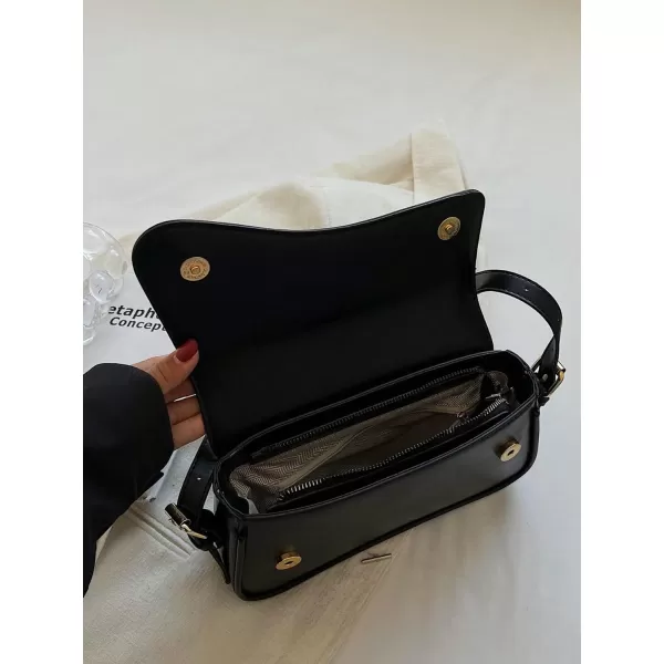 SweatyRocks Women's Medium PU Leather Flap Shoulder Bag Elegant Handbag Clutch Purse