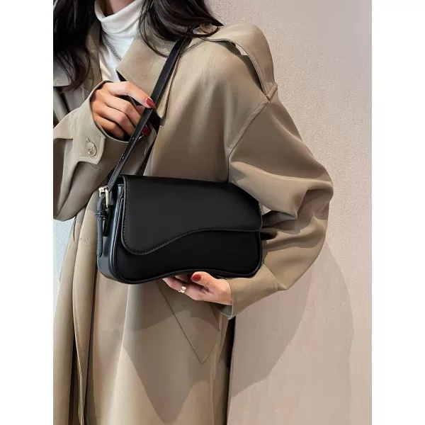 SweatyRocks Women's Medium PU Leather Flap Shoulder Bag Elegant Handbag Clutch Purse