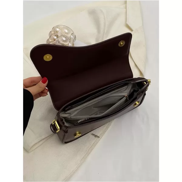 SweatyRocks Women's Medium PU Leather Flap Shoulder Bag Elegant Handbag Clutch Purse