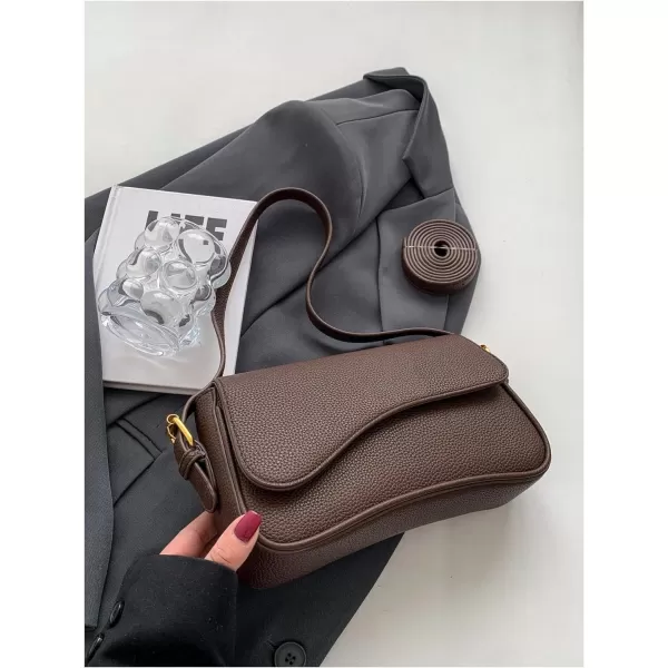 SweatyRocks Women's Medium PU Leather Flap Shoulder Bag Elegant Handbag Clutch Purse