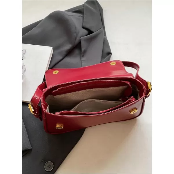 SweatyRocks Women's Medium PU Leather Flap Shoulder Bag Elegant Handbag Clutch Purse