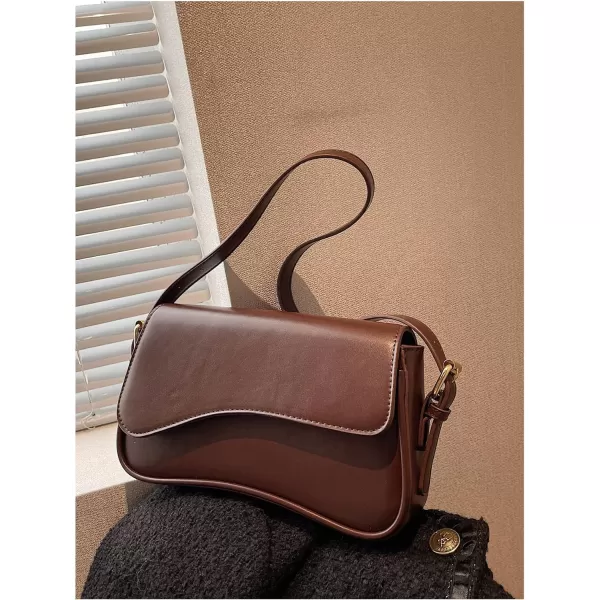 SweatyRocks Women's Medium PU Leather Flap Shoulder Bag Elegant Handbag Clutch Purse