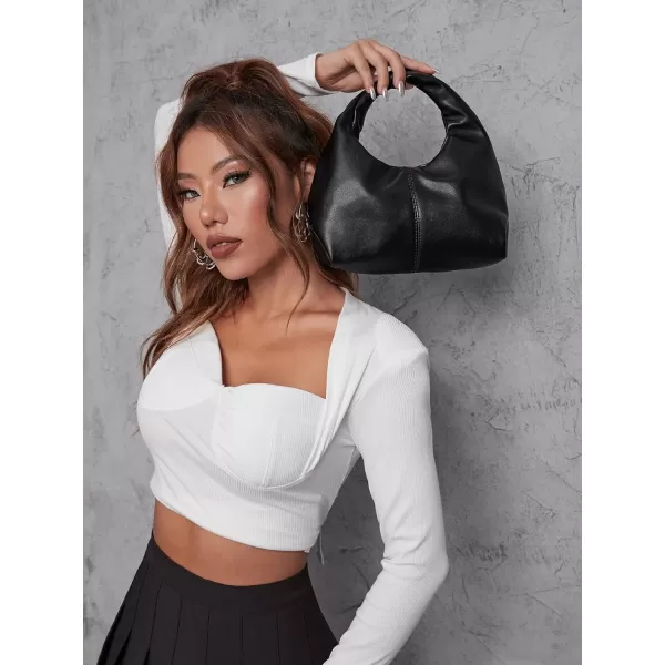 SweatyRocks Women's Medium Y2K Top Handle Hobo Bag Ruched Clutch Purse Handbag