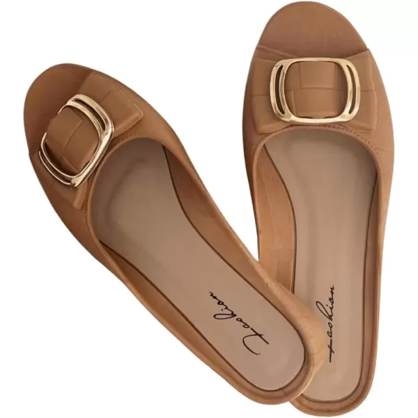 SweatyRocks Women's Metal Decor Open Toe Flat Sandals Slip on Slides Outdoor Summer Shoes