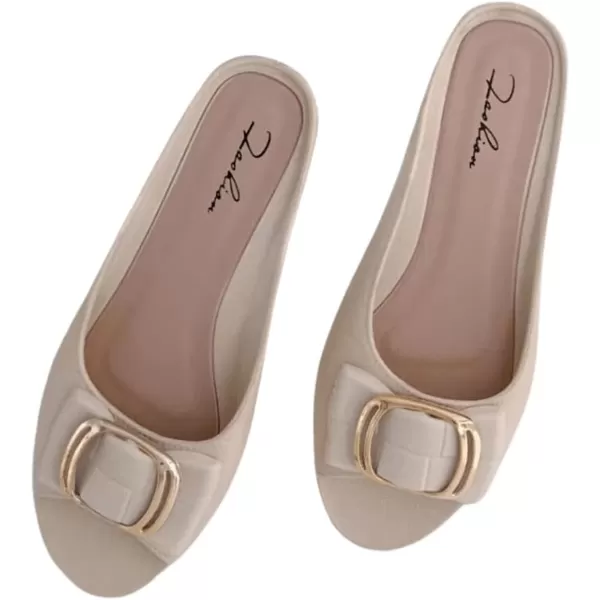 SweatyRocks Women's Metal Decor Open Toe Flat Sandals Slip on Slides Outdoor Summer Shoes