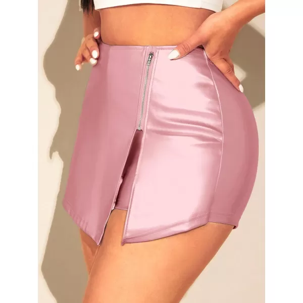 SweatyRocks Women's Metallic High Waist PU Leather Shorts Wide Leg Stretchy Shorts Hot Pants