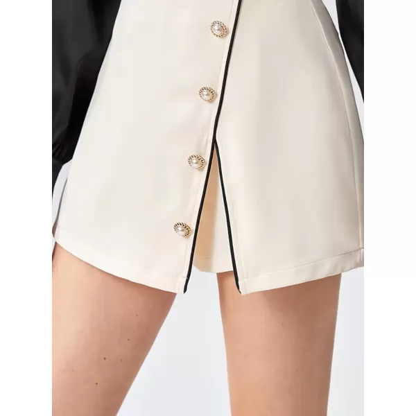 SweatyRocks Women's Metallic High Waist PU Leather Shorts Wide Leg Stretchy Shorts Hot Pants