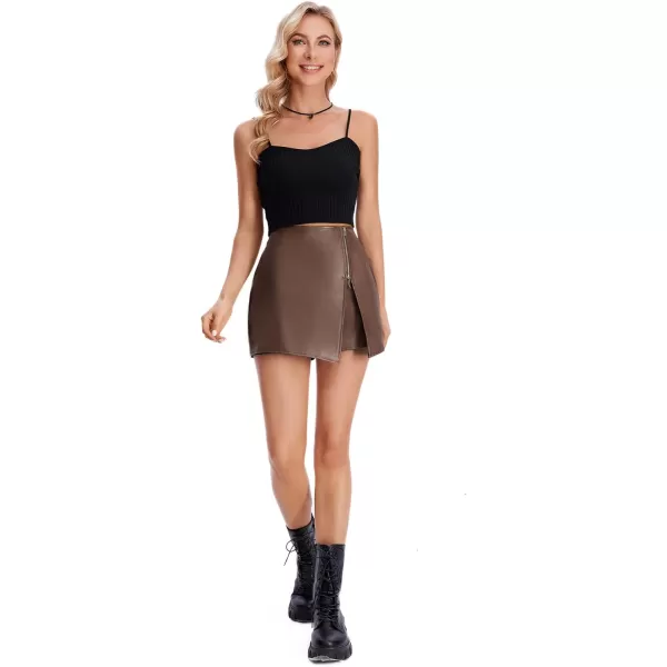 SweatyRocks Women's Metallic High Waist PU Leather Shorts Wide Leg Stretchy Shorts Hot Pants