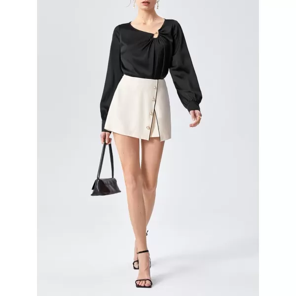 SweatyRocks Women's Metallic High Waist PU Leather Shorts Wide Leg Stretchy Shorts Hot Pants