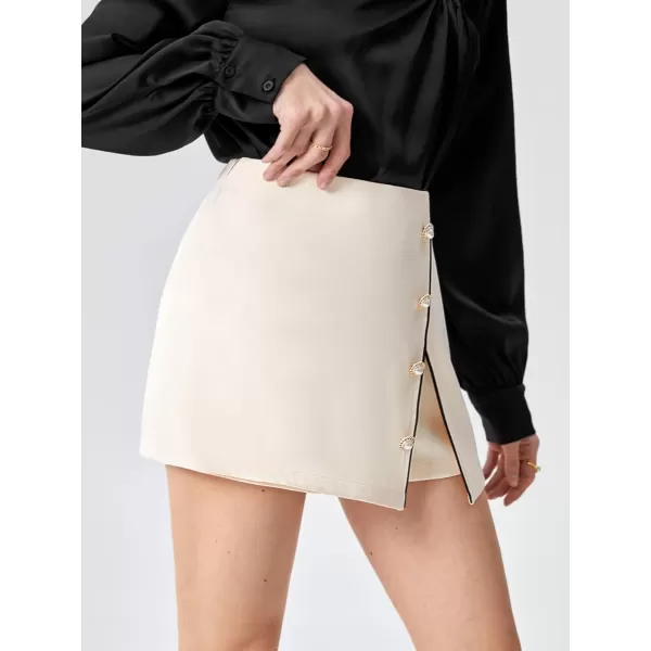SweatyRocks Women's Metallic High Waist PU Leather Shorts Wide Leg Stretchy Shorts Hot Pants