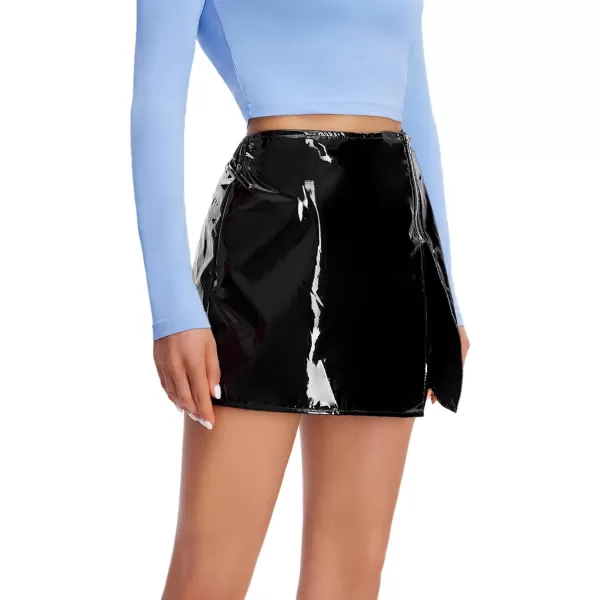 SweatyRocks Women's Metallic High Waist PU Leather Shorts Wide Leg Stretchy Shorts Hot Pants