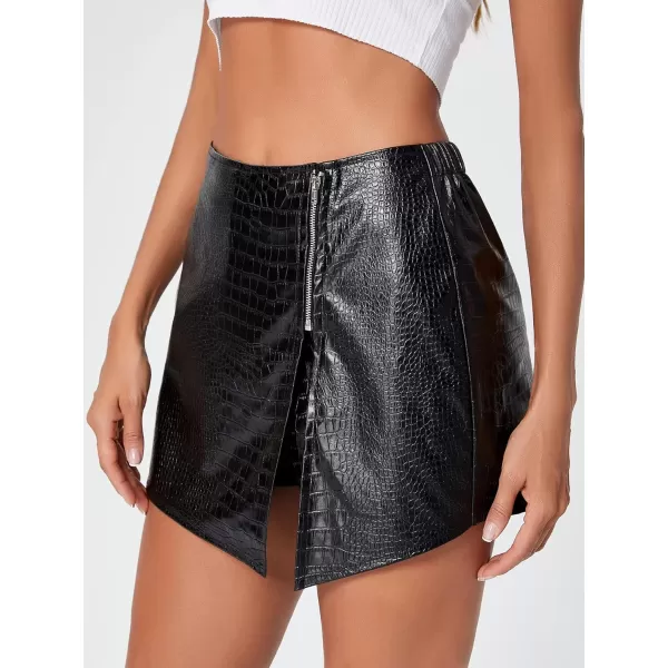 SweatyRocks Women's Metallic High Waist PU Leather Shorts Wide Leg Stretchy Shorts Hot Pants