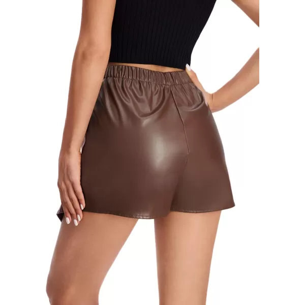 SweatyRocks Women's Metallic High Waist PU Leather Shorts Wide Leg Stretchy Shorts Hot Pants