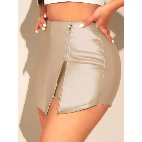 SweatyRocks Women's Metallic High Waist PU Leather Shorts Wide Leg Stretchy Shorts Hot Pants